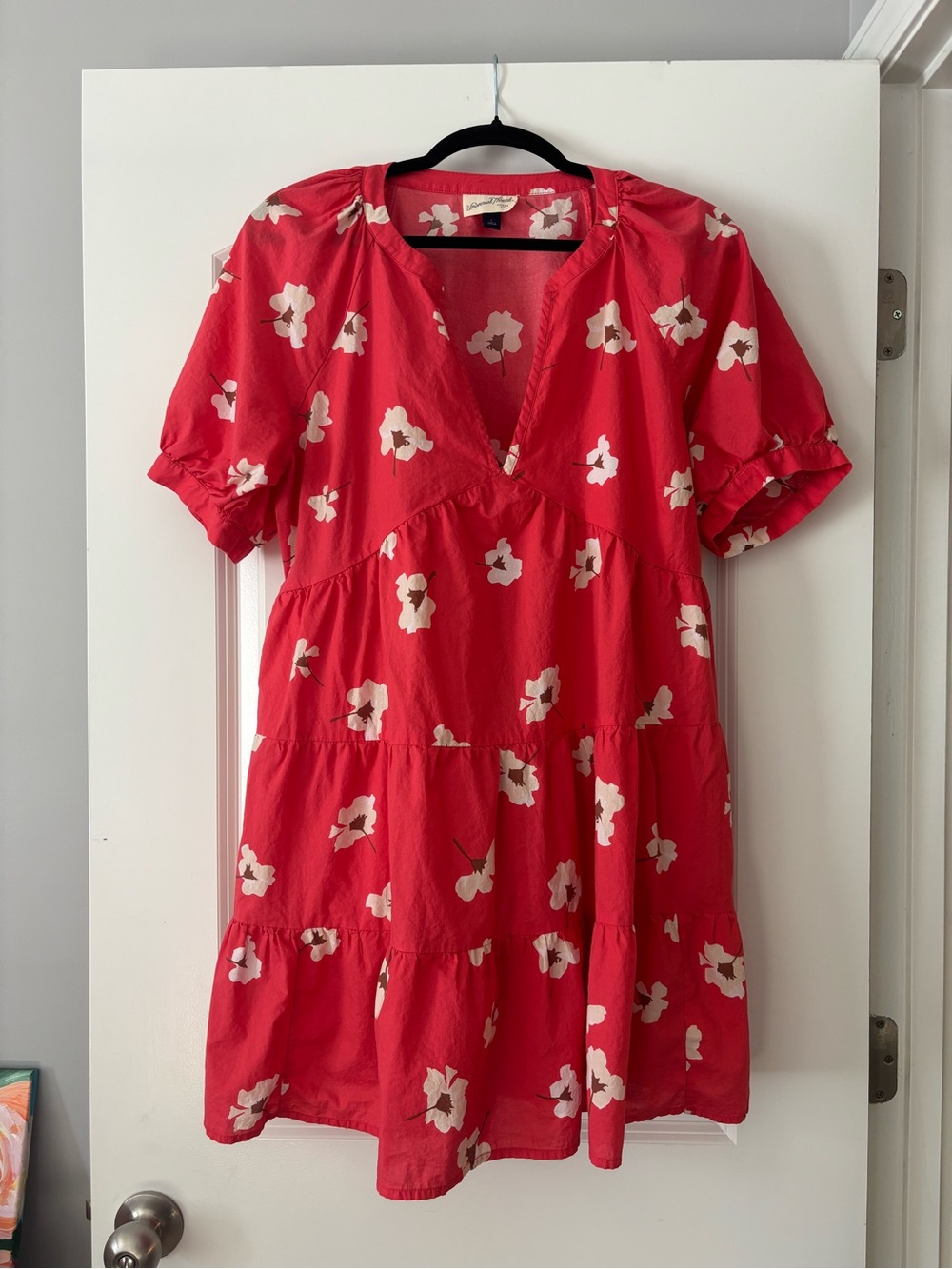 Universal Thread Red Floral V-Neck Tiered Dress